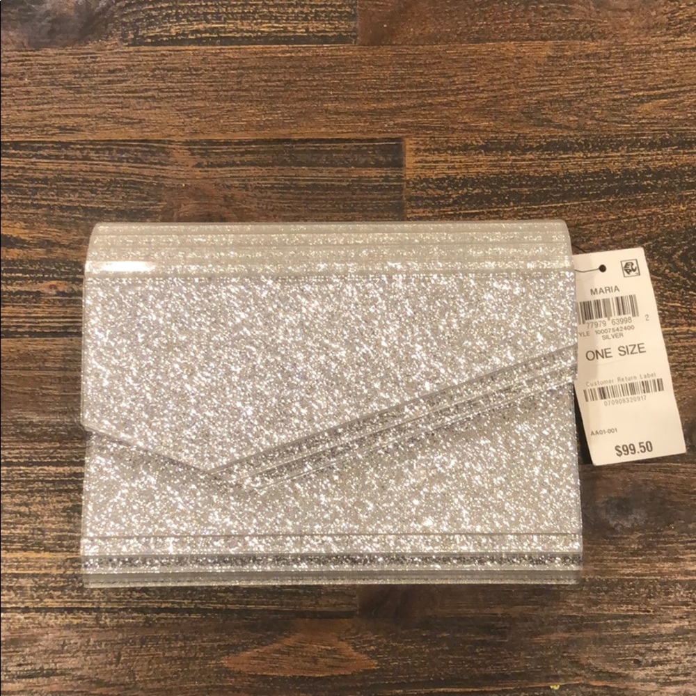 INC Maria Envelope Clutch Silver NWT
